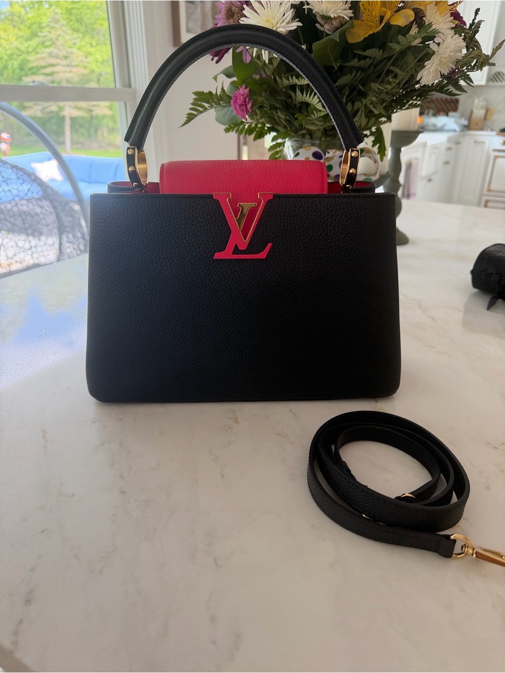 Louis Vuitton Black & Pink MM size Capucines